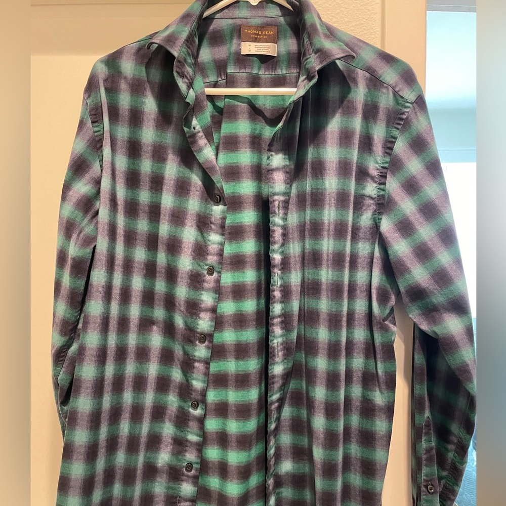 Plaid Green and Blue Men's Shirt - Picture 3 of 3